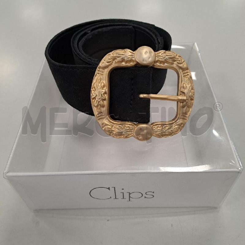 CINTURA DONNA CLIPS NERA FIBBIA DORATA ECOPELLE | Mercatino dell'Usato Bologna 1