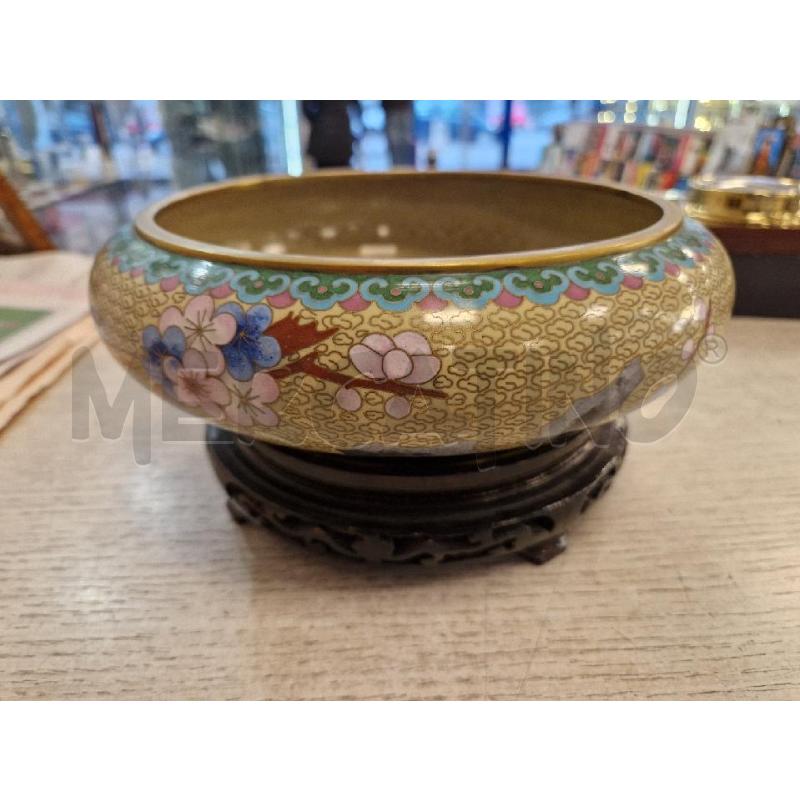 CIOTOLINA TONDA LAVORAZIONE CLOISONNE' SU BASE LEGNO | Mercatino dell'Usato Bologna 3