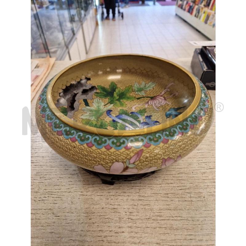 CIOTOLINA TONDA LAVORAZIONE CLOISONNE' SU BASE LEGNO | Mercatino dell'Usato Bologna 4