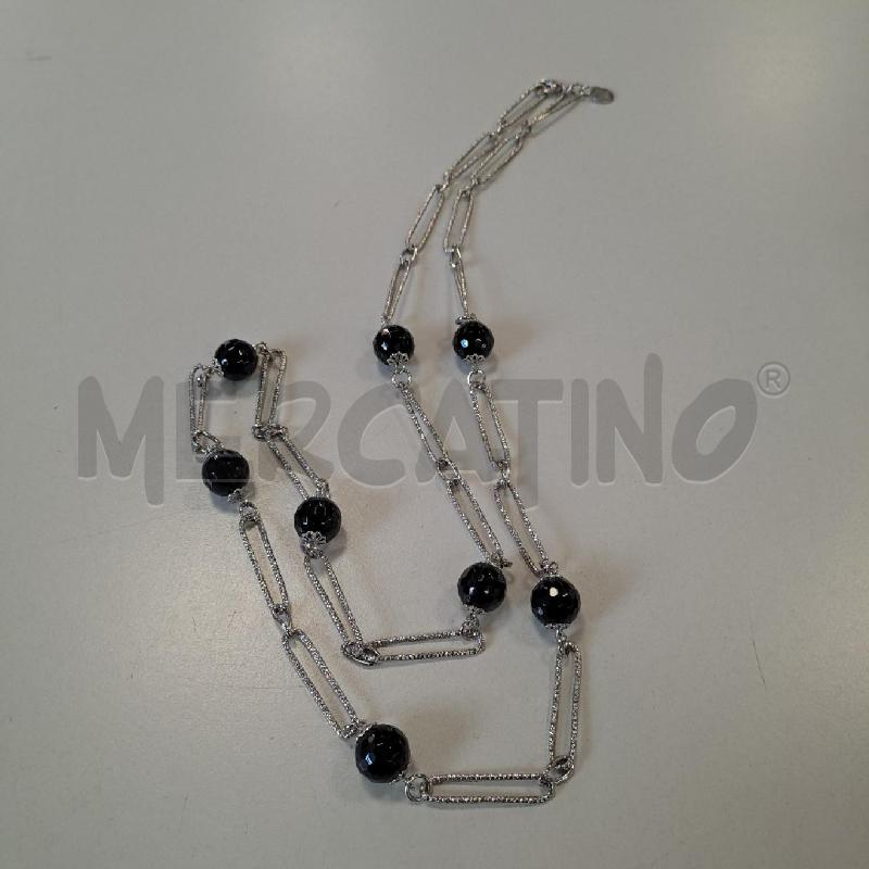 COLLANA L'OFFICIEL PERLE NERO SFACCETTATO MAGLIE LUNGHE | Mercatino dell'Usato Bologna 1
