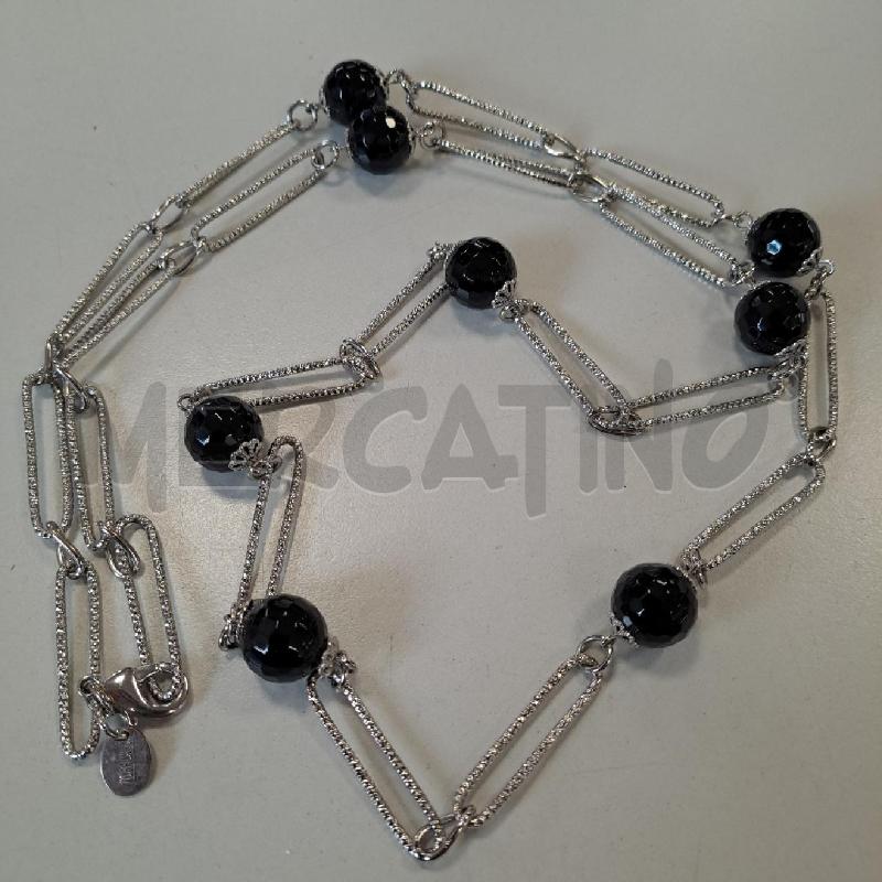 COLLANA L'OFFICIEL PERLE NERO SFACCETTATO MAGLIE LUNGHE | Mercatino dell'Usato Bologna 2
