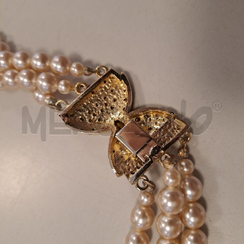 COLLANA PERLE TRE FILI CHIUSURA STRASS | Mercatino dell'Usato Bologna 3