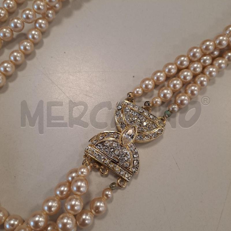 COLLANA PERLE TRE FILI CHIUSURA STRASS | Mercatino dell'Usato Bologna 4