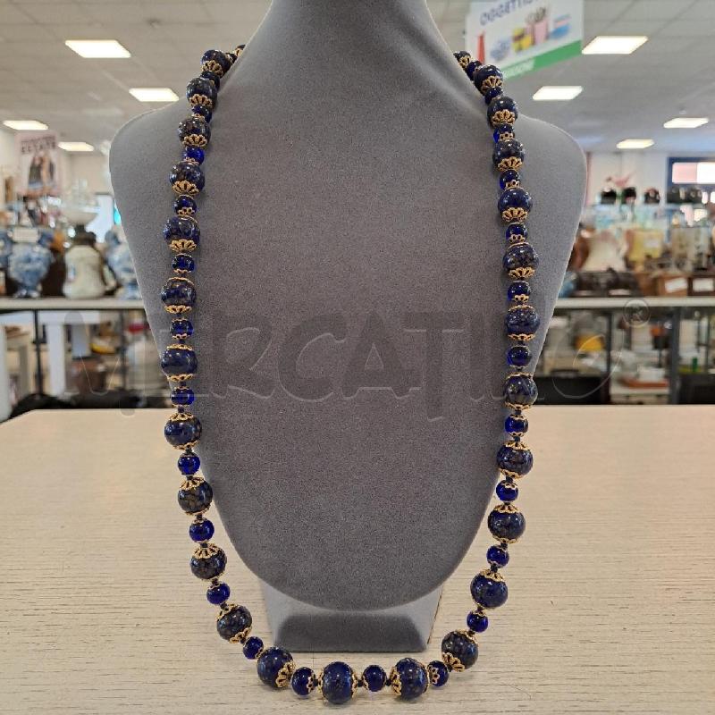 COLLANA VETRO BLU CON PAGLIUZZE DORATE  | Mercatino dell'Usato Bologna 1