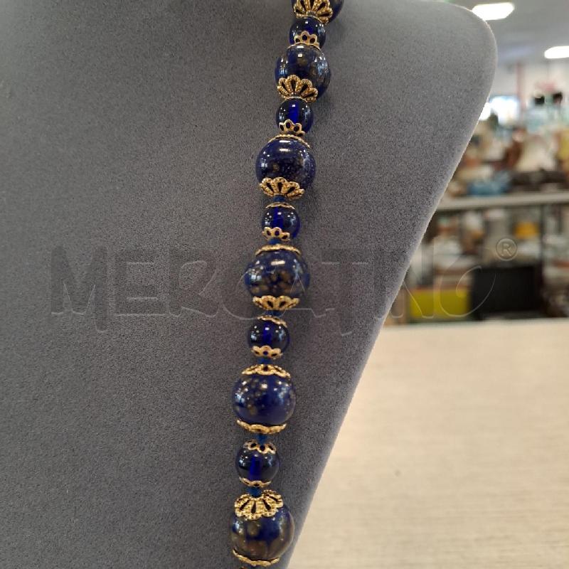 COLLANA VETRO BLU CON PAGLIUZZE DORATE  | Mercatino dell'Usato Bologna 2