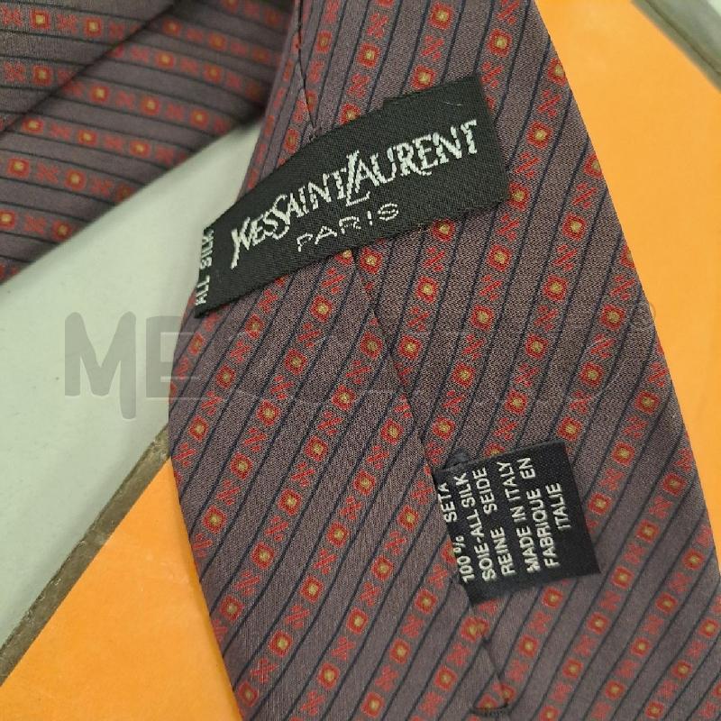 CRAVATTA YSL MARRONE E ROSSA | Mercatino dell'Usato Bologna 3