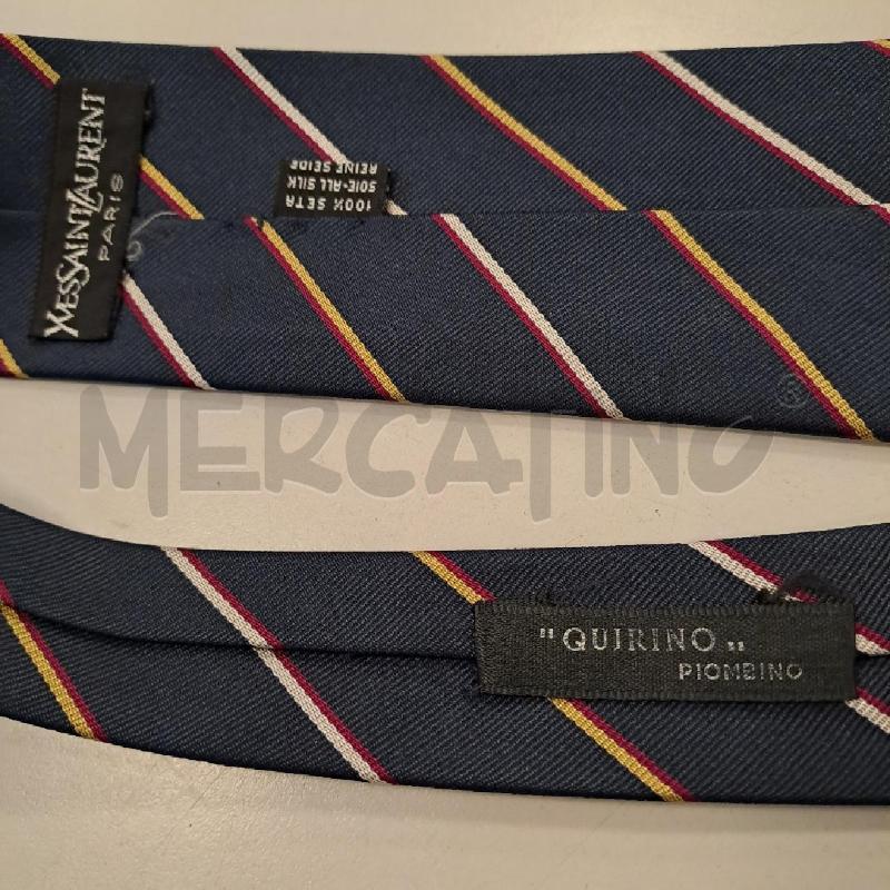 CRAVATTA YVES SAINT LAURENT BLU RIGA BIANCO GIALLO ROSSO | Mercatino dell'Usato Bologna 5
