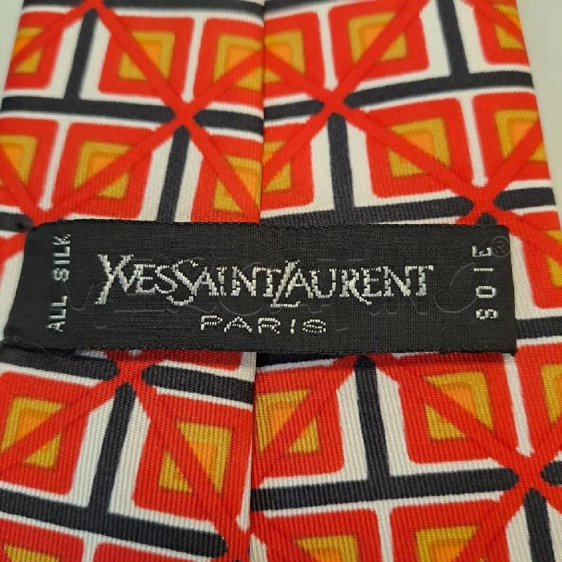 CRAVATTA YVES SAINT LAURENT SETA FANTASIA ROSSA | Mercatino dell'Usato Bologna 4