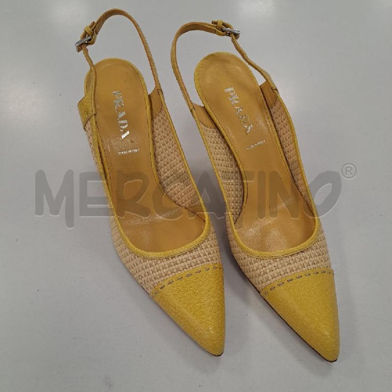 DECOLLETE PRADA SLINGBACK GIALLO E RATTAN | Mercatino dell'Usato Bologna 1