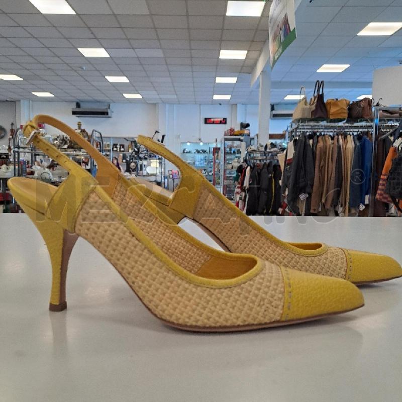 DECOLLETE PRADA SLINGBACK GIALLO E RATTAN | Mercatino dell'Usato Bologna 3