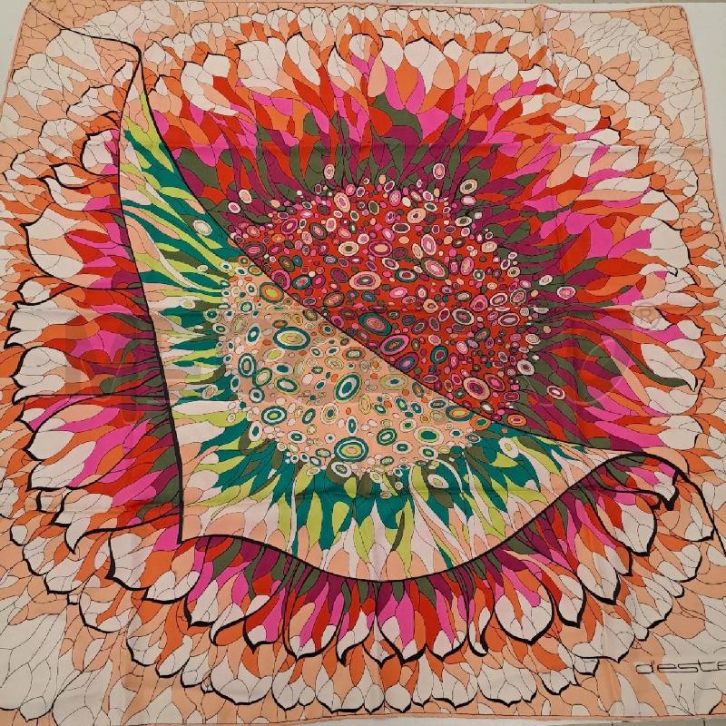 FOULARD D'ESTE SETA ROSA ROSSO FUCSIA VERDE | Mercatino dell'Usato Bologna 1