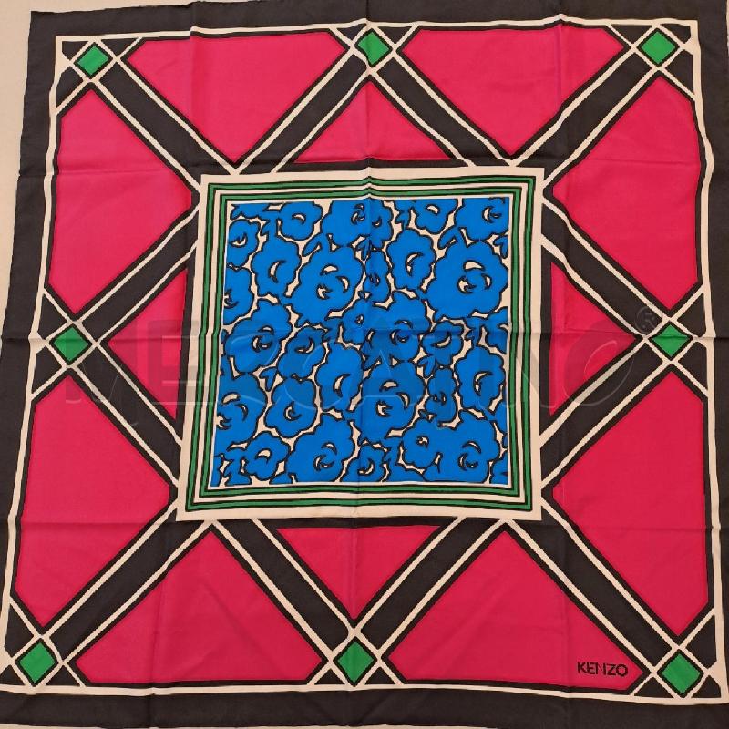 FOULARD KENZO NERO FUCSIA BLU VERDE BIANCO | Mercatino dell'Usato Bologna 1
