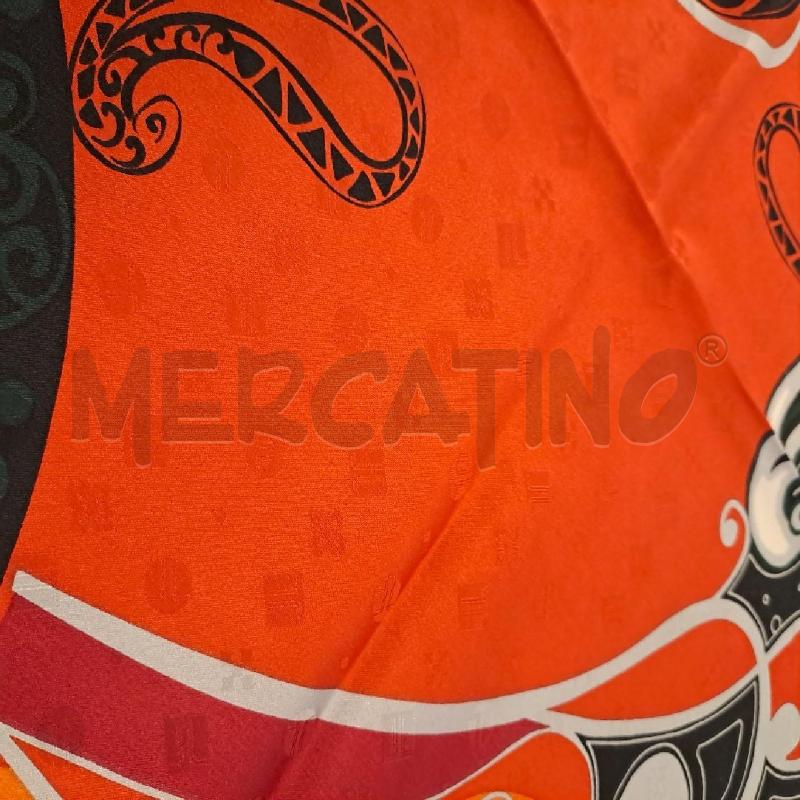 FOULARD LANCETTI SETA NERO ROSSA ARANCIO | Mercatino dell'Usato Bologna 2