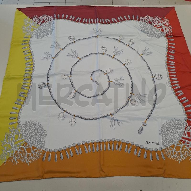FOULARD MARINELLA SETA BIANCO ARANCIO MATTONE | Mercatino dell'Usato Bologna 1