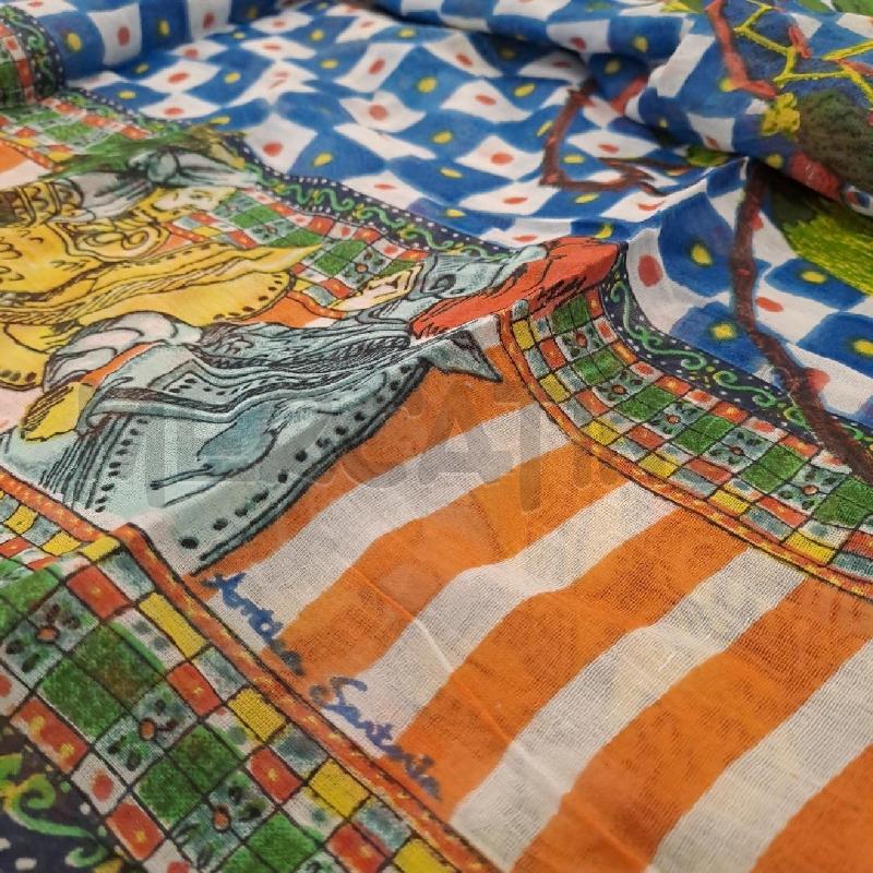 FOULARD PAREO ANTICA SARTORIA VERDE BLU GIALLO ARANCIO | Mercatino dell'Usato Bologna 4