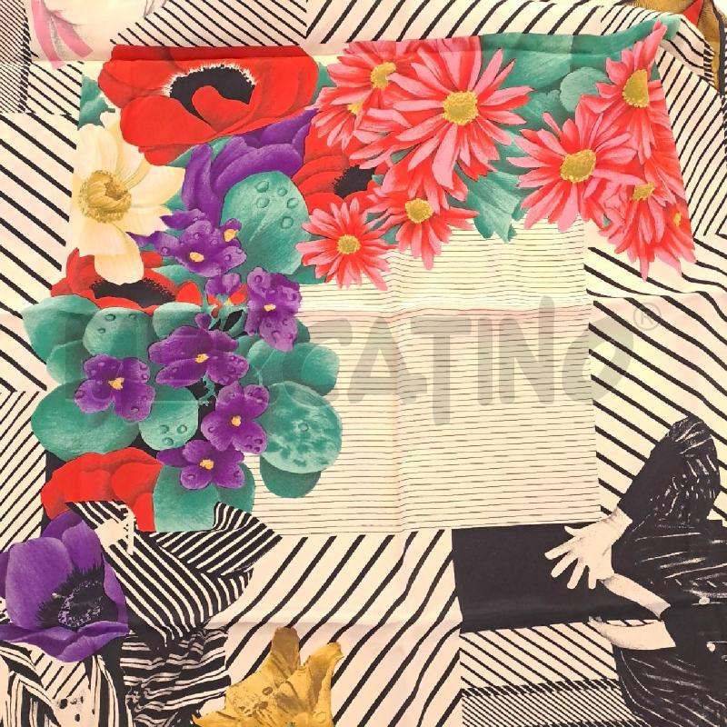 FOULARD SETA BEIGE NERO OCRA ROSSO VERDE | Mercatino dell'Usato Bologna 4