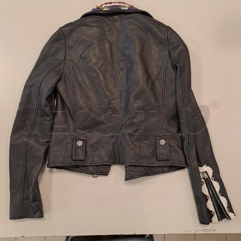 GIACCA PELLE DONNA PINKO CHIODO NERA CON PERLINE | Mercatino dell'Usato Bologna 4
