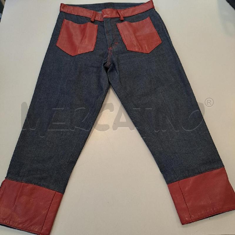 JEANS DONNA D&G BLU SCURO PART PELLE ROSSO | Mercatino dell'Usato Bologna 1