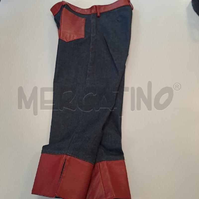 JEANS DONNA D&G BLU SCURO PART PELLE ROSSO | Mercatino dell'Usato Bologna 2