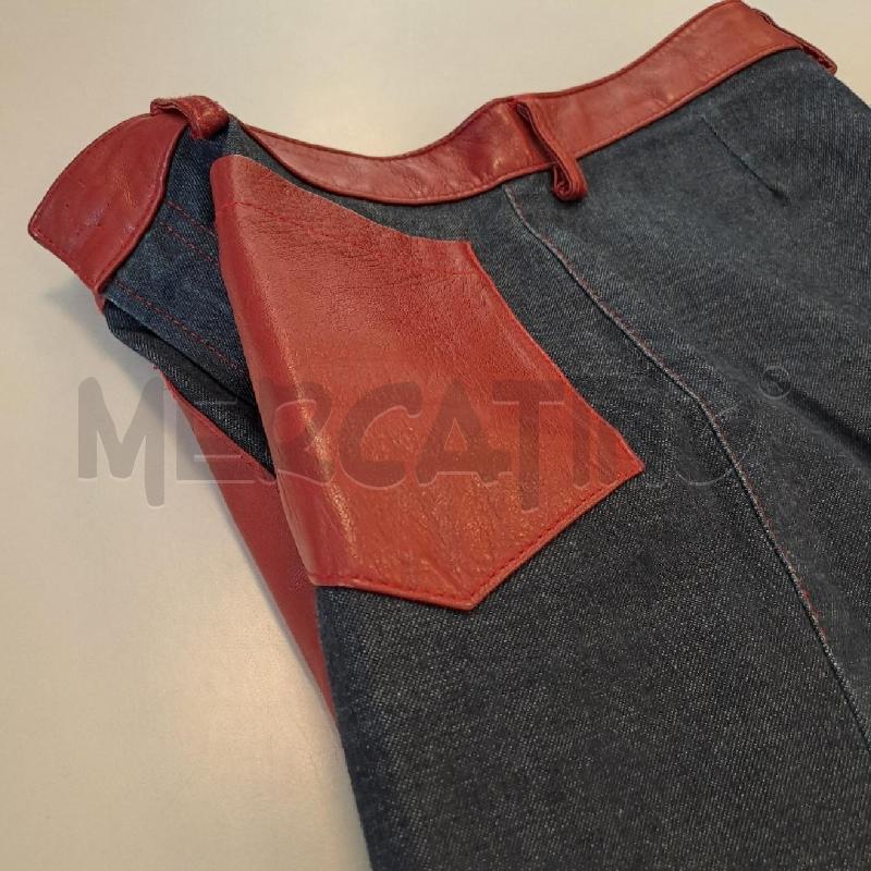 JEANS DONNA D&G BLU SCURO PART PELLE ROSSO | Mercatino dell'Usato Bologna 3