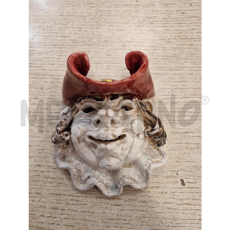 MASCHERA CARNEVALE IN COTTO  CAPPELLO ROSSO | Mercatino dell'Usato Bologna 1