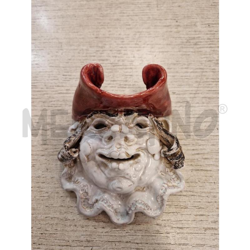 MASCHERA CARNEVALE IN COTTO  CAPPELLO ROSSO | Mercatino dell'Usato Bologna 3