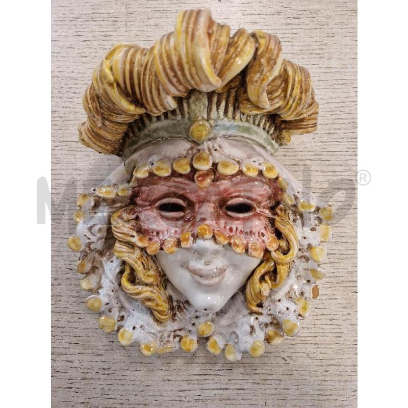 MASCHERA IN COTTO SMALTATO DAMA CARNEVALE | Mercatino dell'Usato Bologna 1
