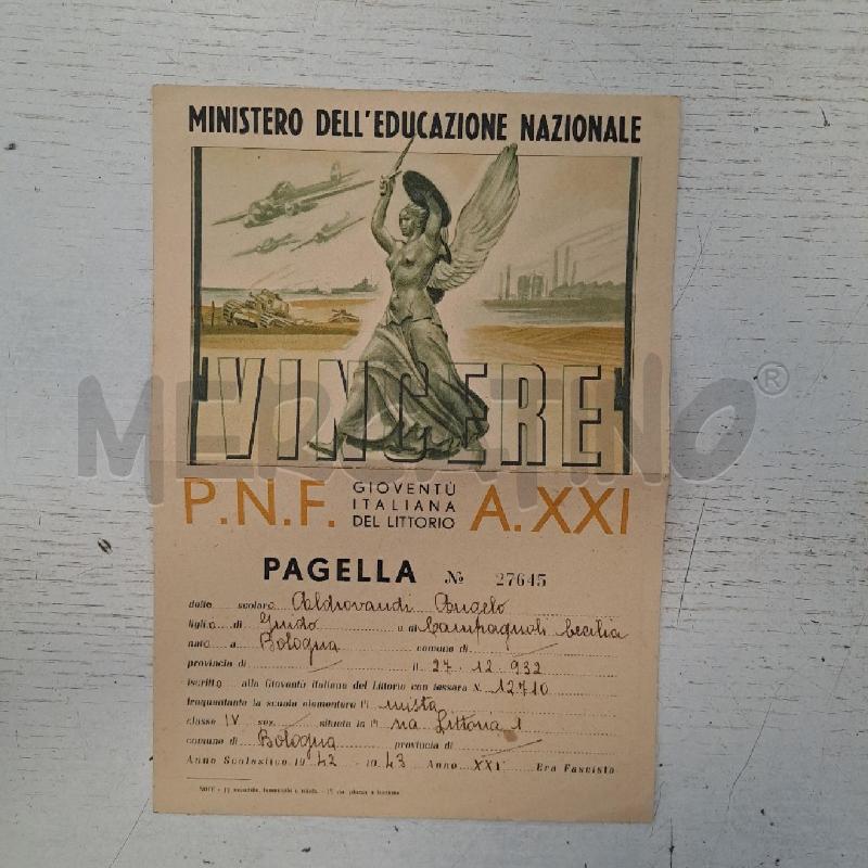 PAGELLA PNF 1942/43 | Mercatino dell'Usato Bologna 2