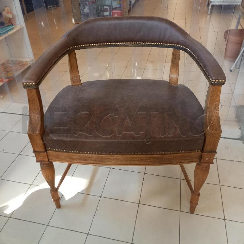POLTRONA STILE COLONIALE PELLE LEGNO | Mercatino dell'Usato Bologna 1