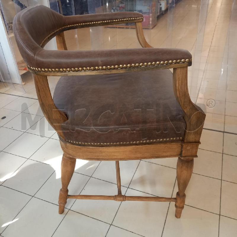 POLTRONA STILE COLONIALE PELLE LEGNO | Mercatino dell'Usato Bologna 4