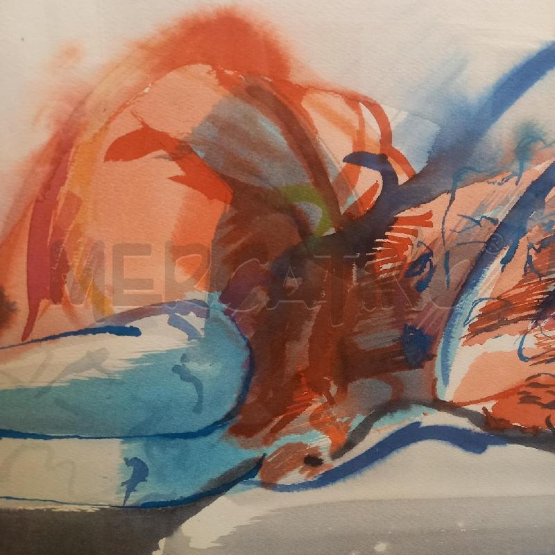QUADRO ACQUERELLO FIGURA FEMMINILE CHE LEGGE | Mercatino dell'Usato Bologna 4