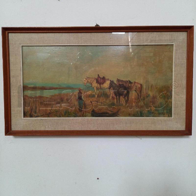 QUADRO CONTADINIO CON CAVALLI | Mercatino dell'Usato Bologna 1