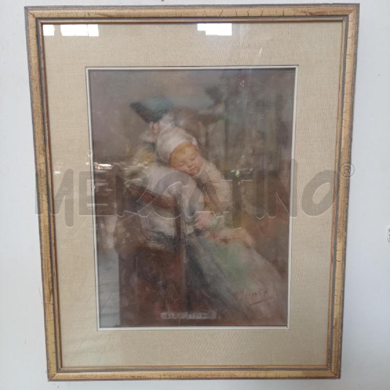 QUADRO DONNA CON BIMBO SU SEDIA | Mercatino dell'Usato Bologna 1