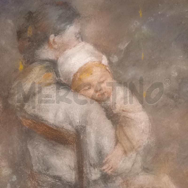 QUADRO DONNA CON BIMBO SU SEDIA | Mercatino dell'Usato Bologna 3