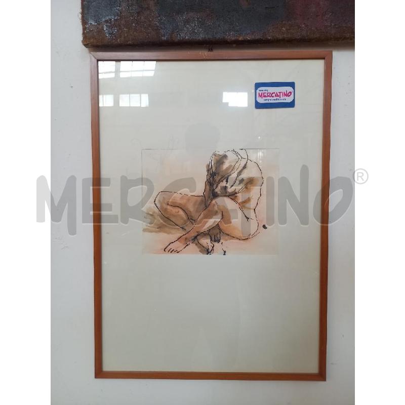 QUADRO FIGURA PENNA ACQUERELLATA | Mercatino dell'Usato Bologna 1