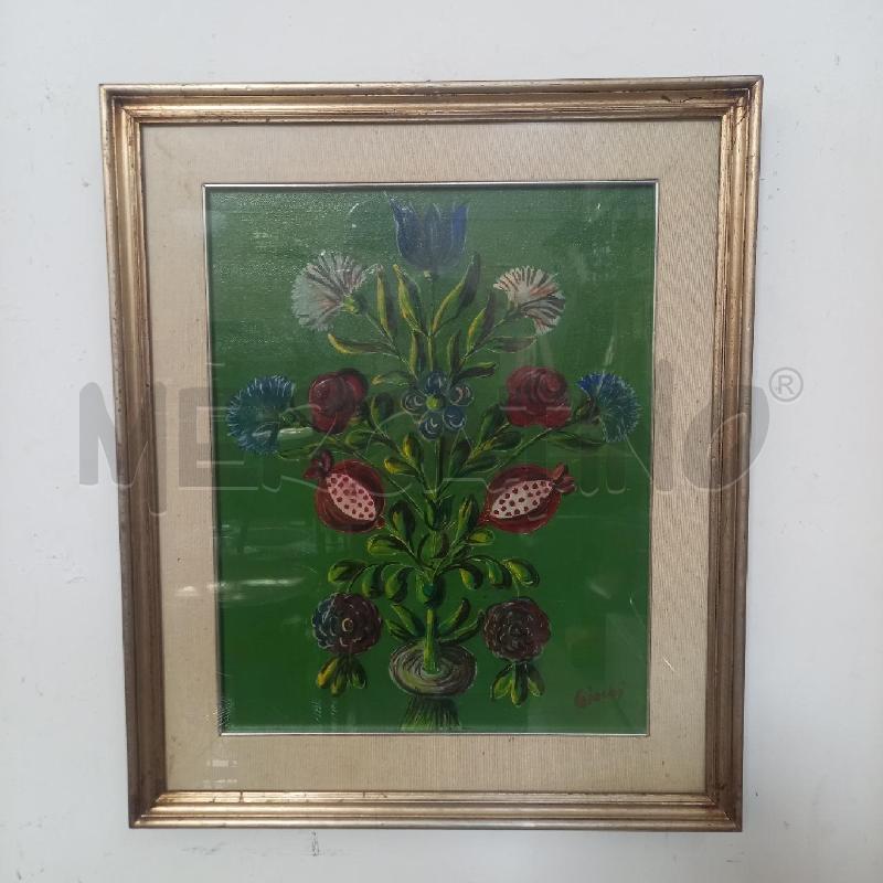 QUADRO FIORI SFONDO VERDE | Mercatino dell'Usato Bologna 1