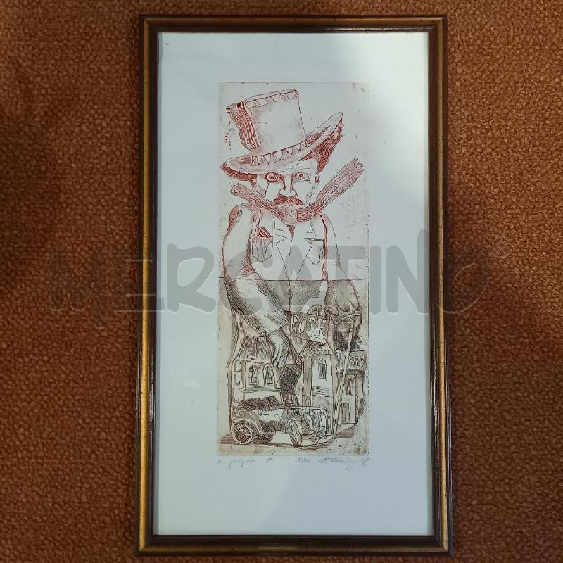 QUADRO GRAFICA PERSONAGGIO CON AUTOMOBILE | Mercatino dell'Usato Bologna 1
