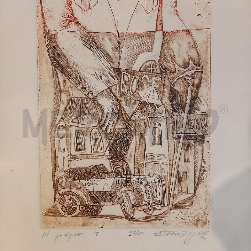 QUADRO GRAFICA PERSONAGGIO CON AUTOMOBILE | Mercatino dell'Usato Bologna 2