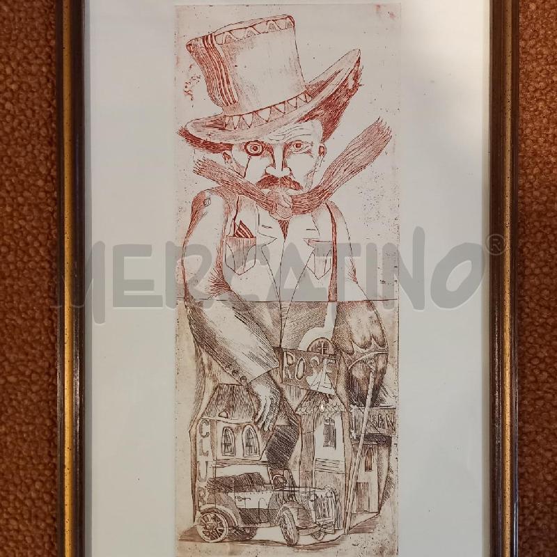 QUADRO GRAFICA PERSONAGGIO CON AUTOMOBILE | Mercatino dell'Usato Bologna 3