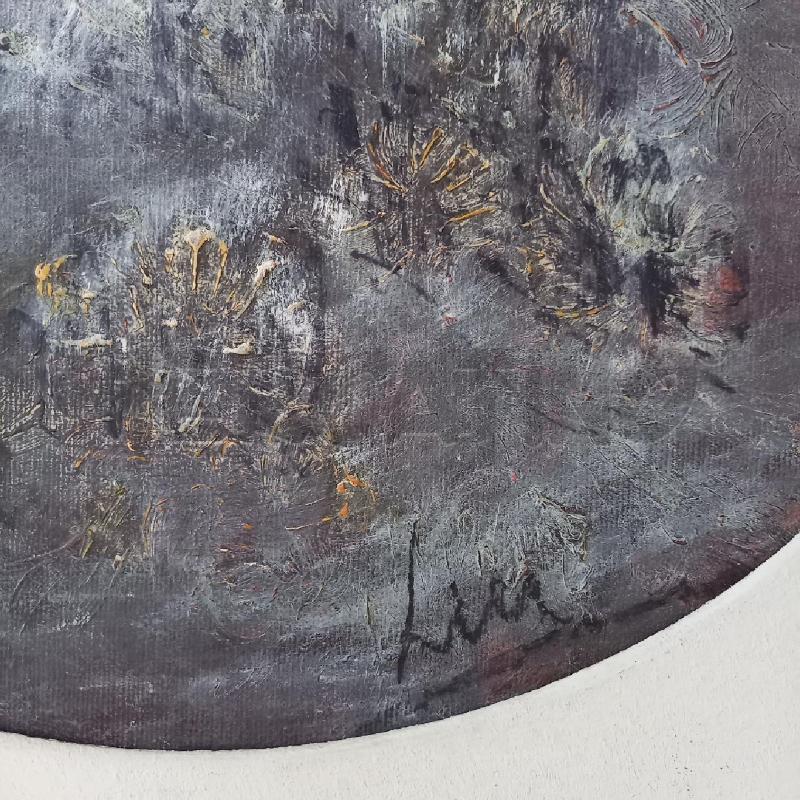QUADRO OVALE GRIGIO FIORI STILIZZATI | Mercatino dell'Usato Bologna 2