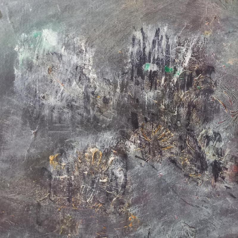 QUADRO OVALE GRIGIO FIORI STILIZZATI | Mercatino dell'Usato Bologna 3