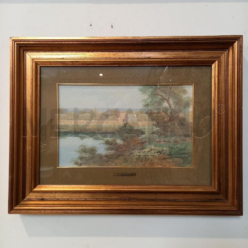 QUADRO PAESAGGIO CON CASE E LAGO | Mercatino dell'Usato Bologna 1