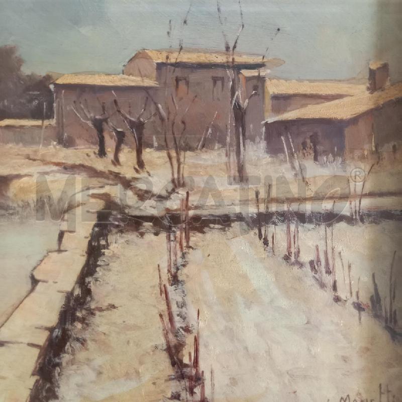 QUADRO PAESAGGIO INNEVATO A FIRMA L.MANETTI | Mercatino dell'Usato Bologna 3