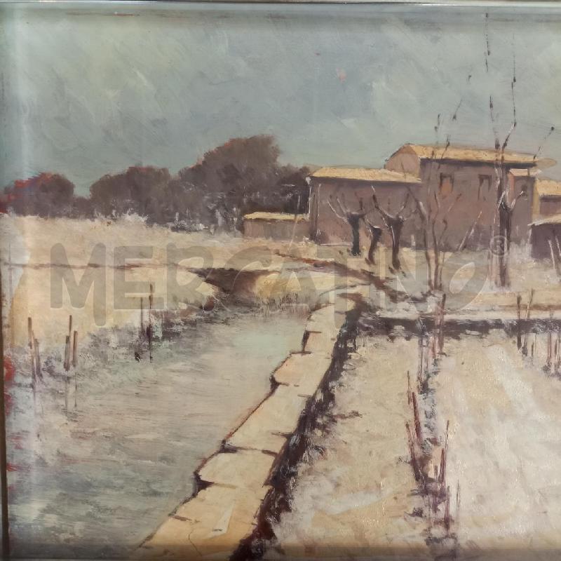QUADRO PAESAGGIO INNEVATO A FIRMA L.MANETTI | Mercatino dell'Usato Bologna 4
