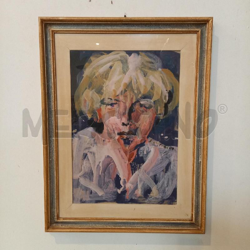 QUADRO RITRATTO FEMMINILE ACRILICO SU CARTONE | Mercatino dell'Usato Bologna 1