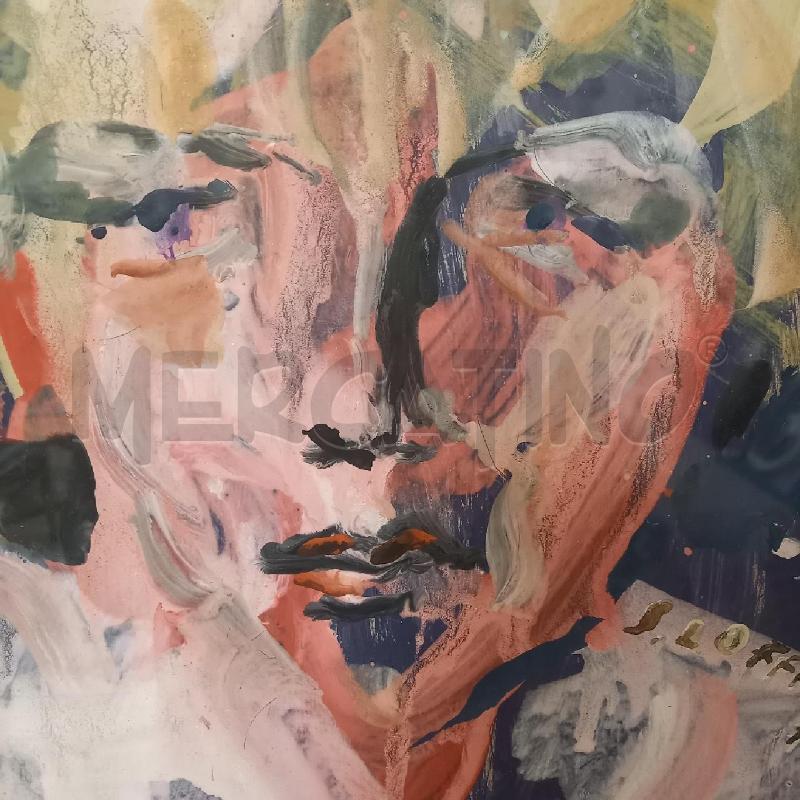 QUADRO RITRATTO FEMMINILE ACRILICO SU CARTONE | Mercatino dell'Usato Bologna 3
