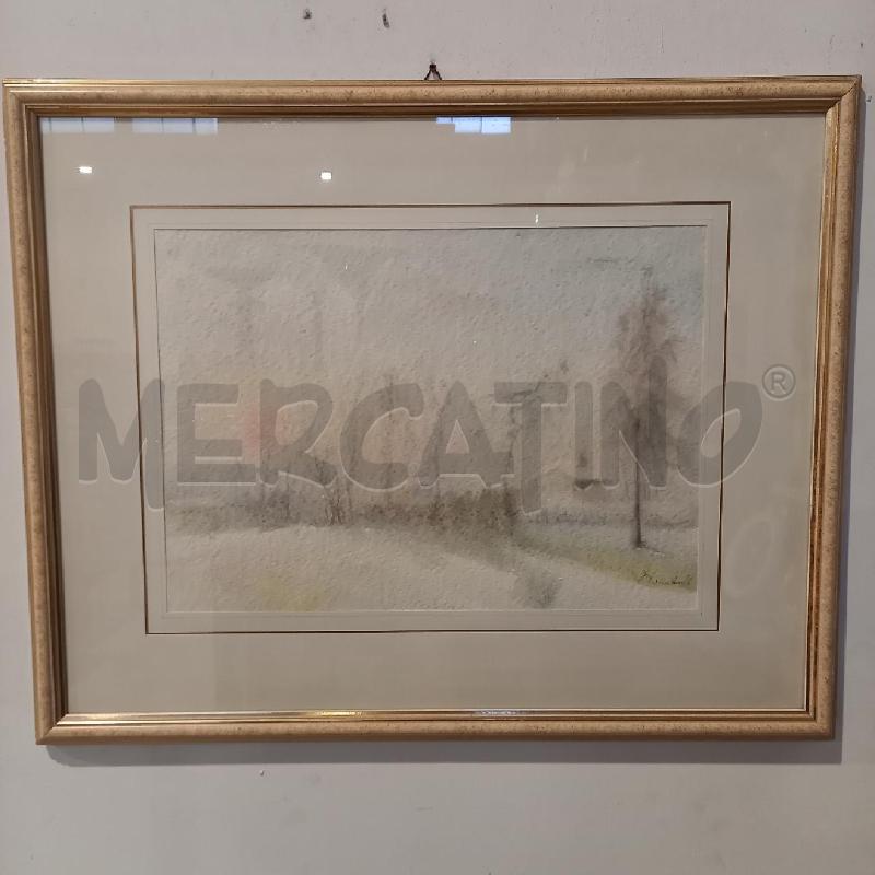 QUADRO TRAMONTO SULLA NEVE ACQUERELLO | Mercatino dell'Usato Bologna 1