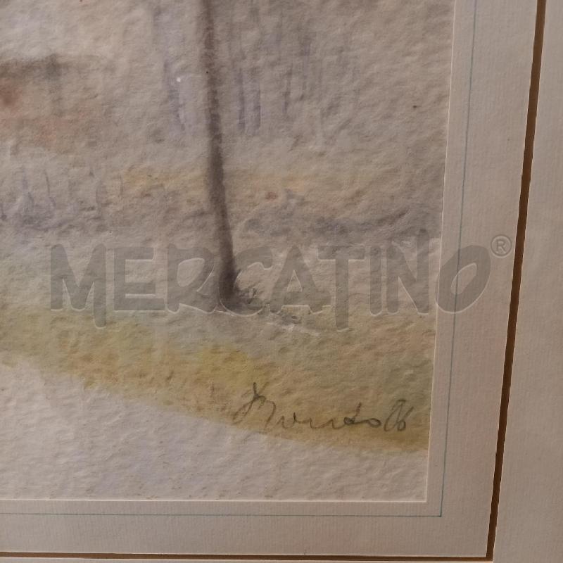 QUADRO TRAMONTO SULLA NEVE ACQUERELLO | Mercatino dell'Usato Bologna 2