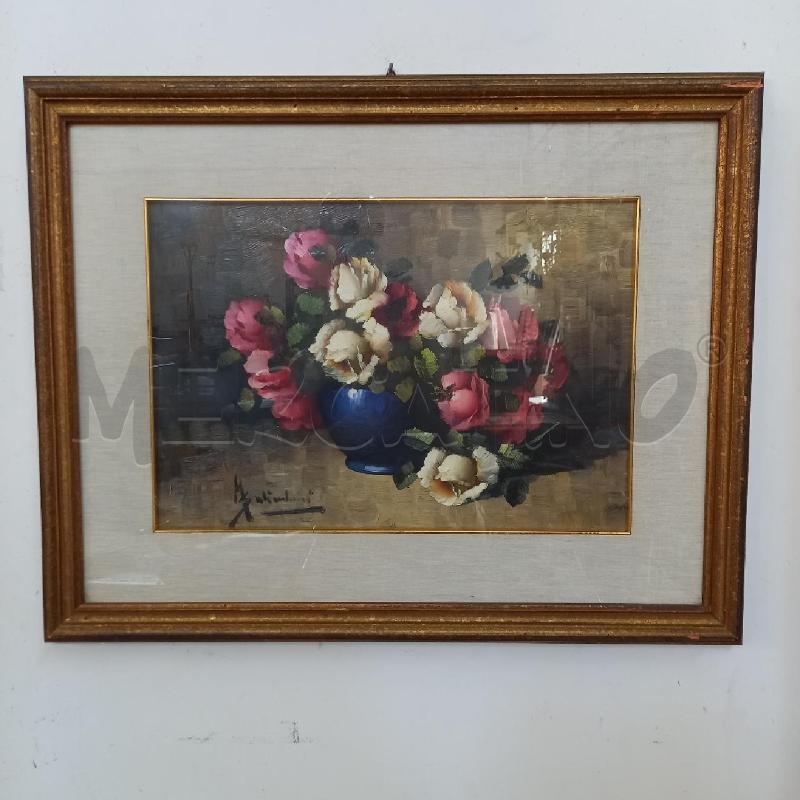 QUADRO VASO BLU CON ROSE | Mercatino dell'Usato Bologna 1
