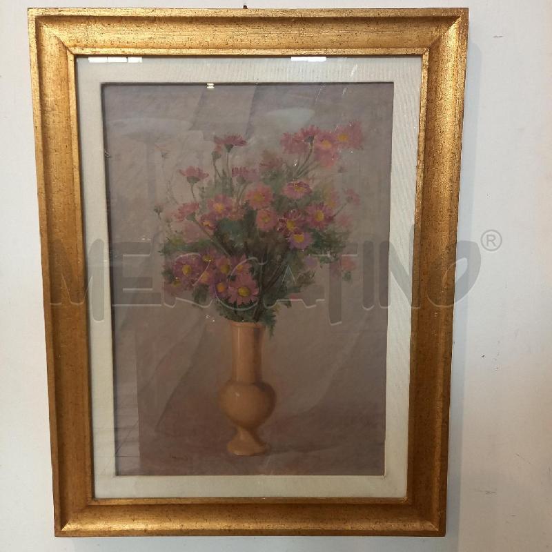 QUADRO VASO CON MARGHERITE VIOLA ACRILICO SU FAESITE  | Mercatino dell'Usato Bologna 1